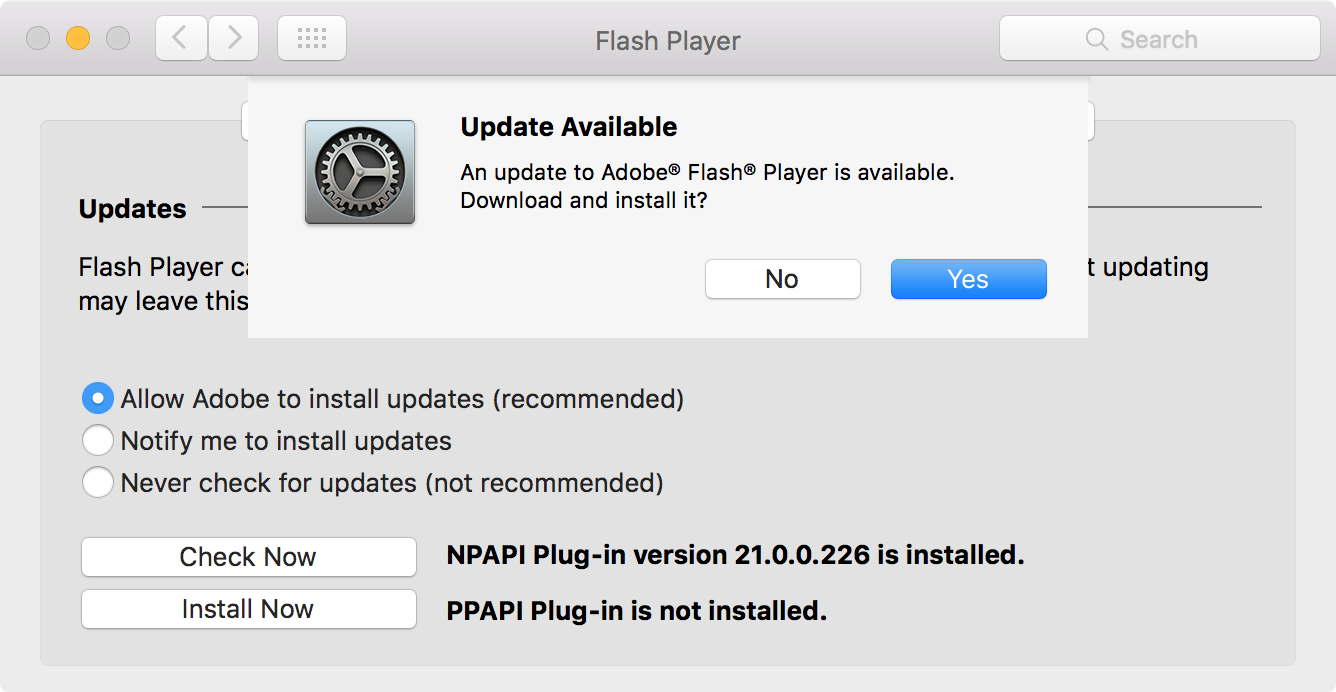 update for flash player for mac